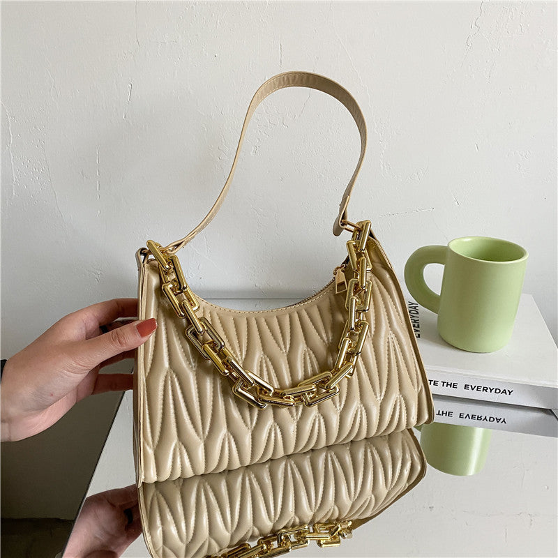 Sac Effet Croco avec Poignée Chaîne Dorée