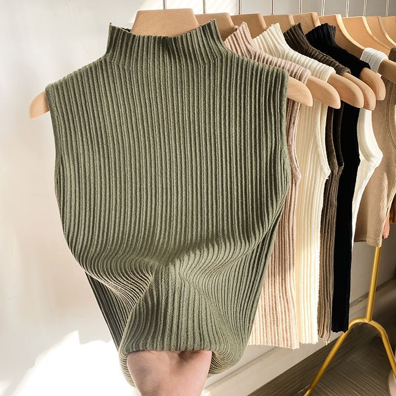 Débardeur Côtelé à Col Montant