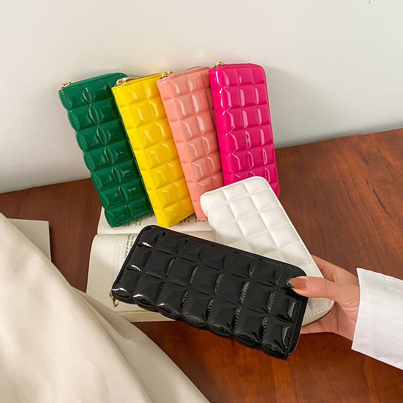 Portefeuille Matelassé en Simili-Cuir Brillant