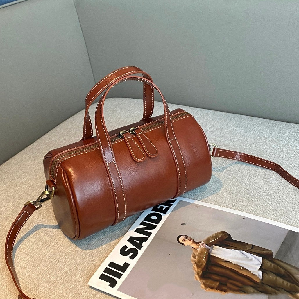 Sac Cylindrique avec Coutures Contraste