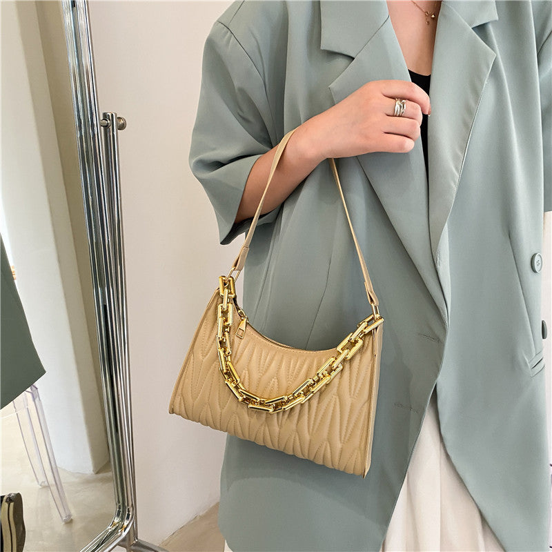 Sac Effet Croco avec Poignée Chaîne Dorée