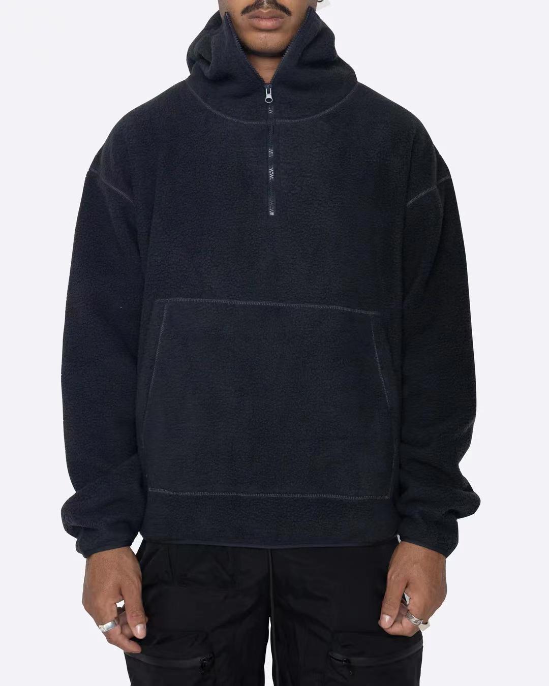 hoodie homme tendance zip brossé