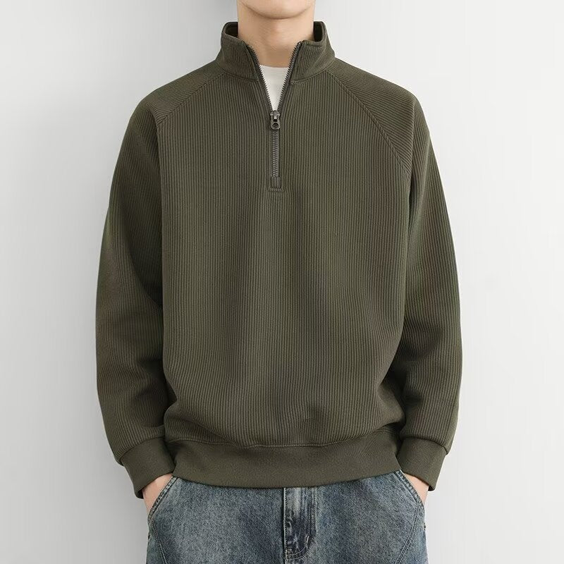 sweat homme col montant zip doublé polaire