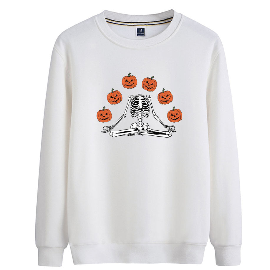 sweat femme col rond motif citrouille halloween
