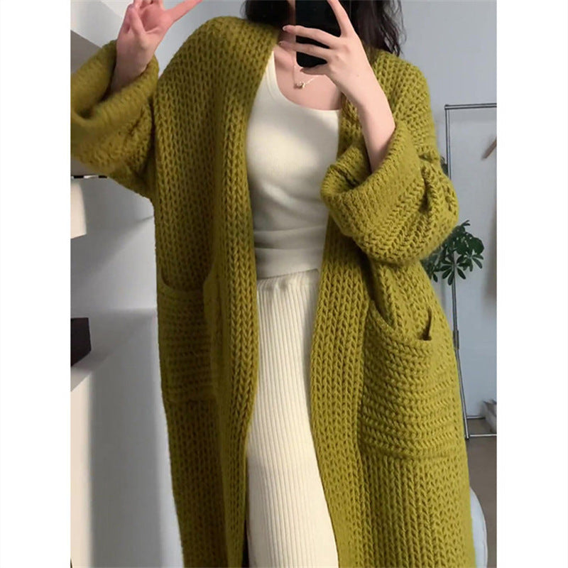 cardigan long en maille épaisse Femme