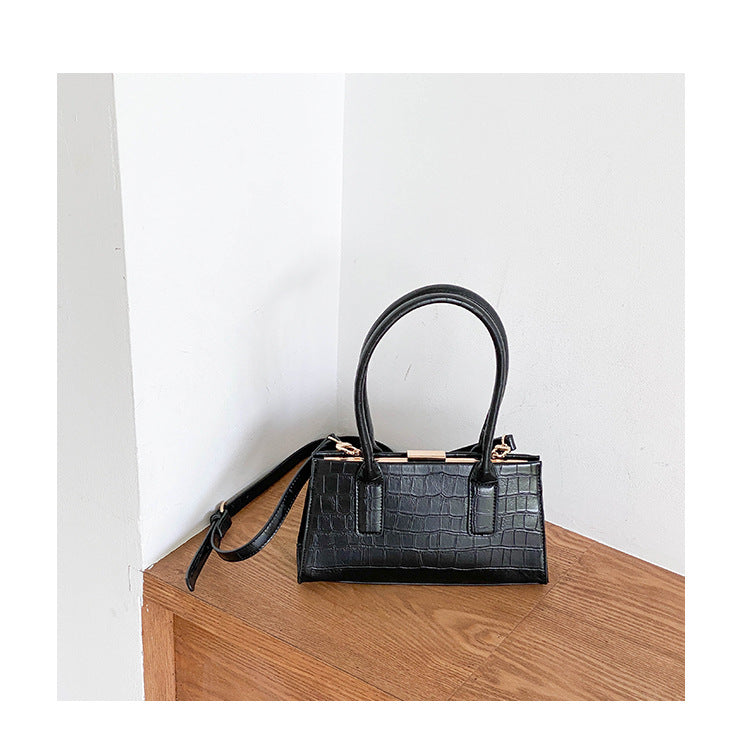 Sac Mini Structuré avec Effet Croco & Poignées Courtes