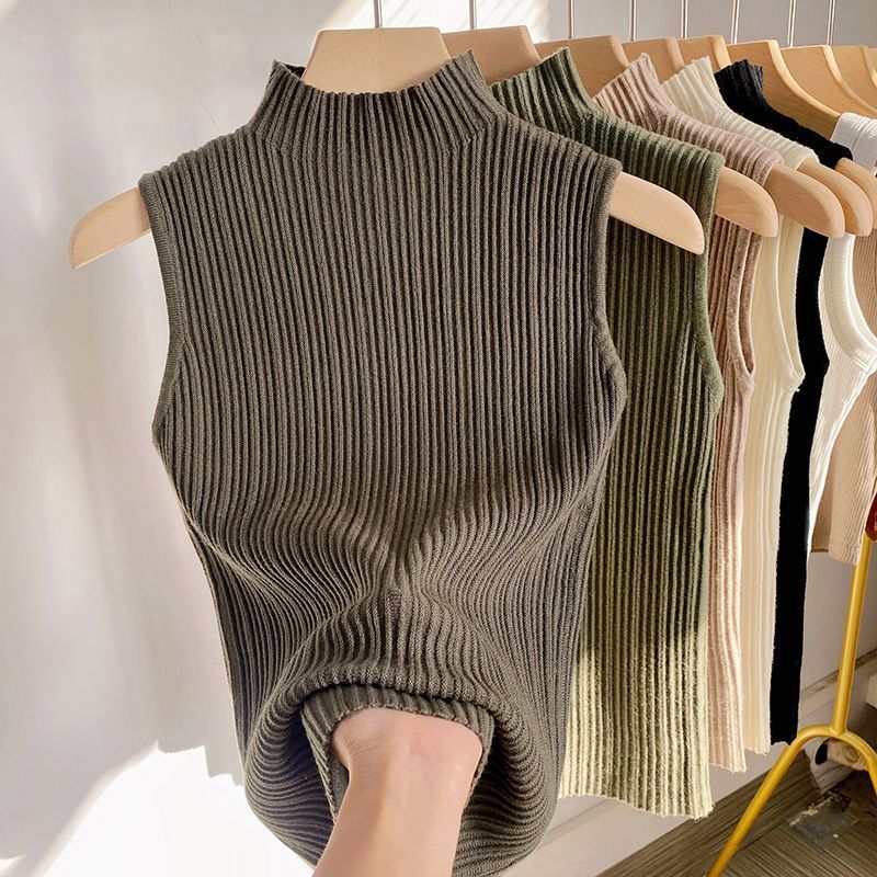 Débardeur Côtelé à Col Montant