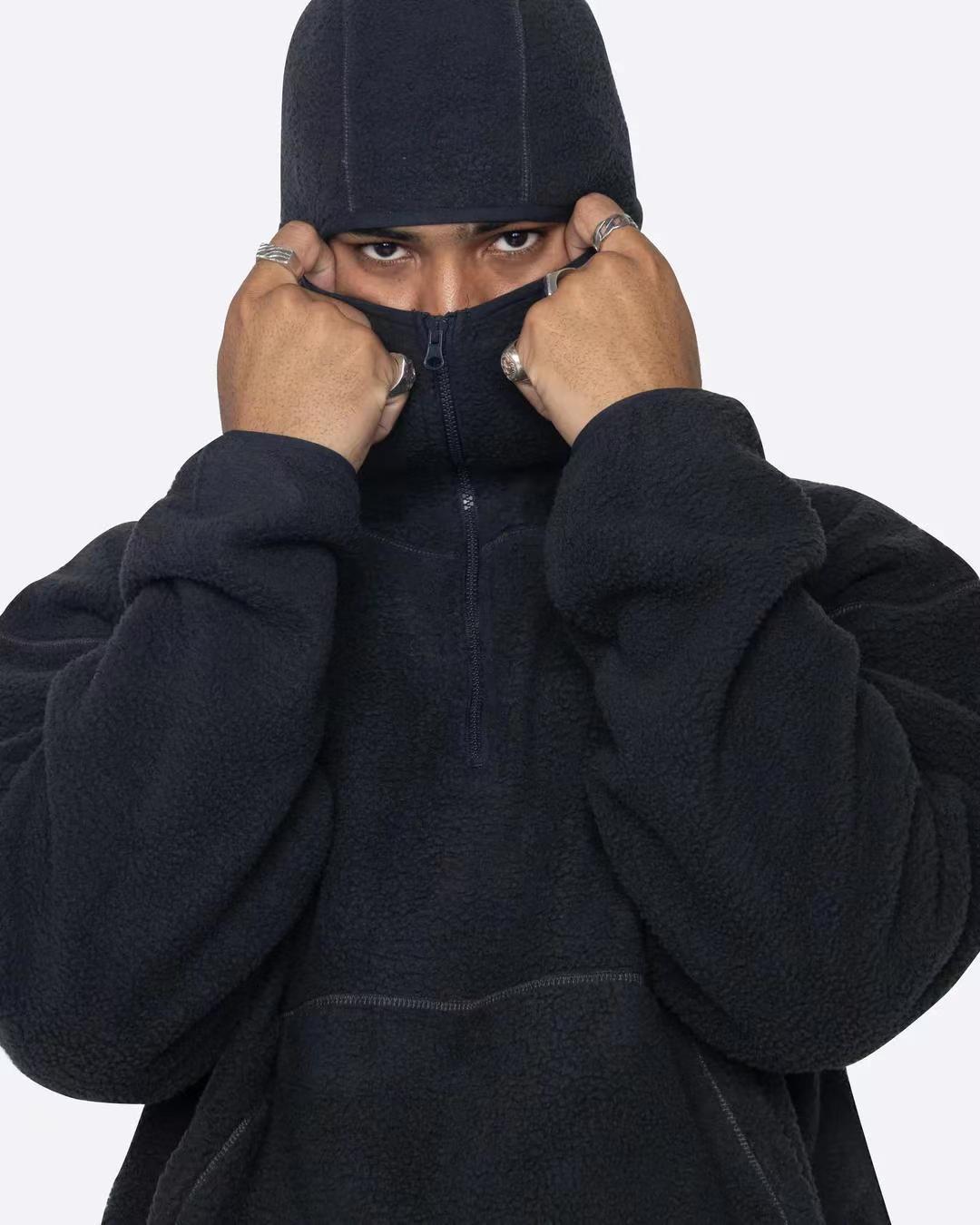 hoodie homme tendance zip brossé