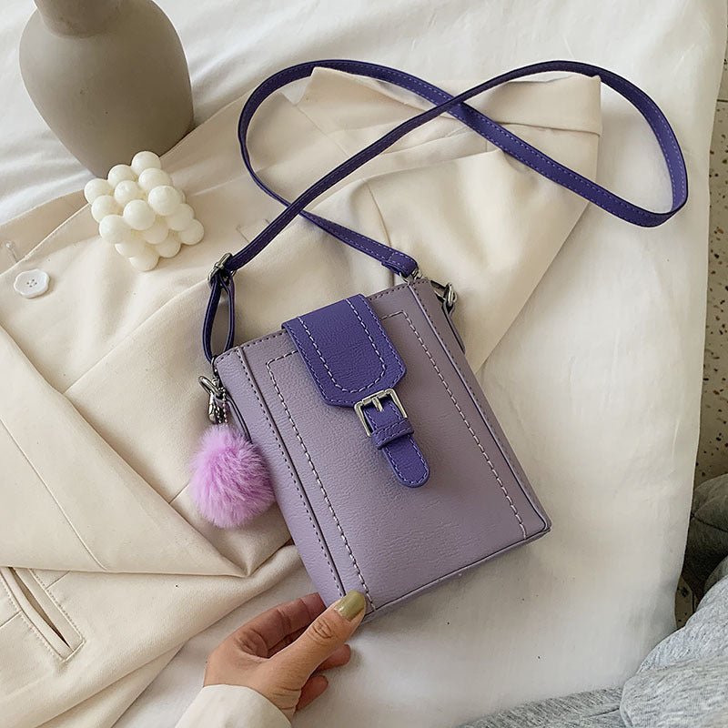 Sac Mini Carré avec Boucle & Pompon Décoratif