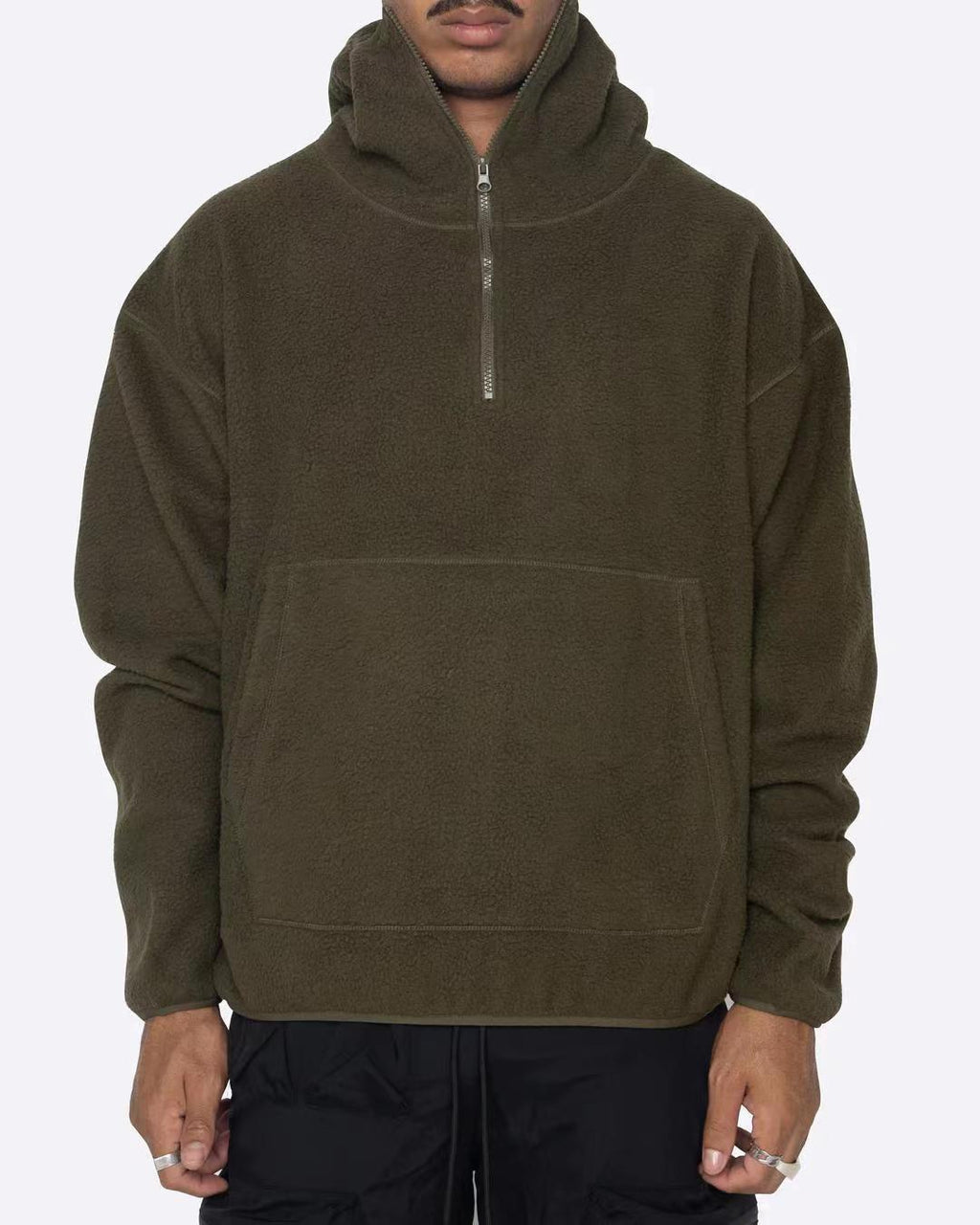 hoodie homme tendance zip brossé
