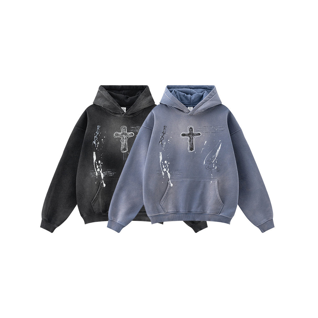 hoodie homme streetwear ample peint main