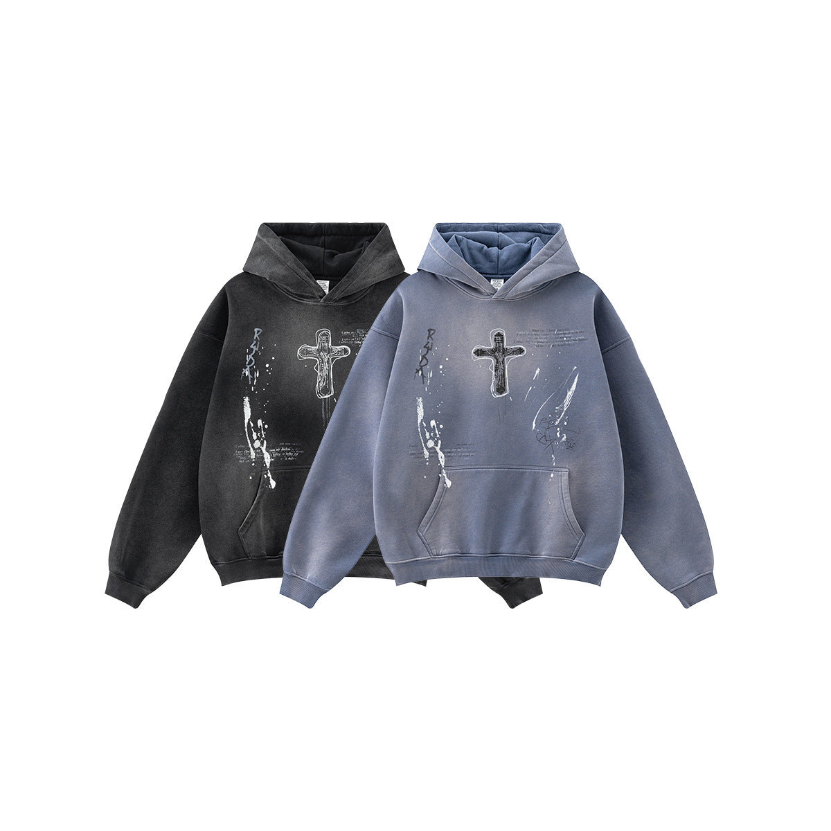 hoodie homme streetwear ample peint main