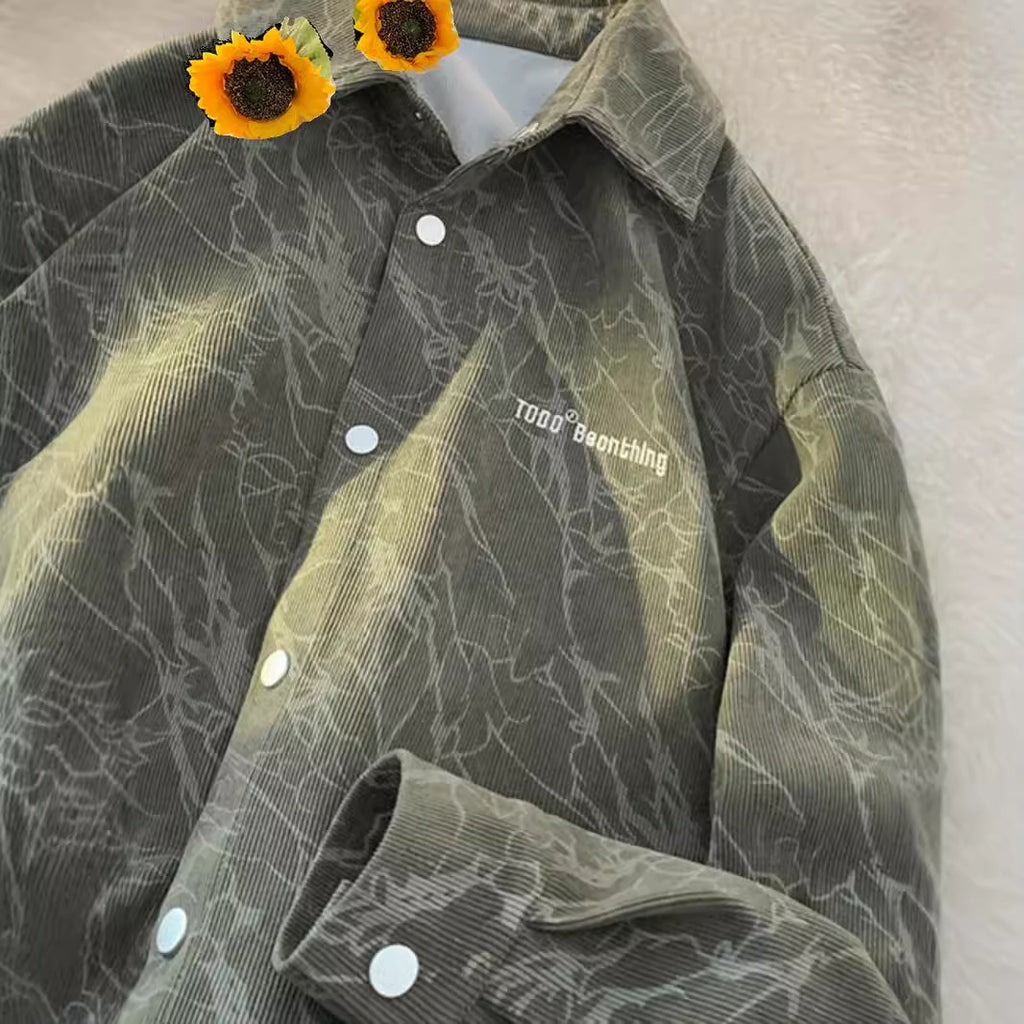 Surchemise Streetwear Velours Motif Marbré