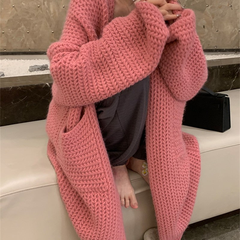 cardigan long en maille épaisse Femme