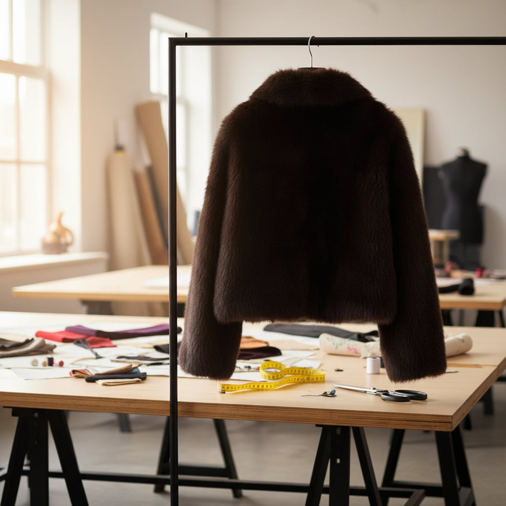 Veste en Fausse Fourrure Chocolat