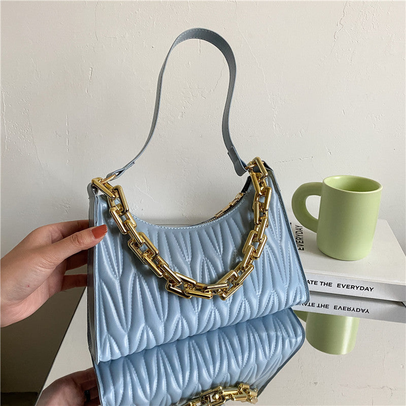 Sac Effet Croco avec Poignée Chaîne Dorée