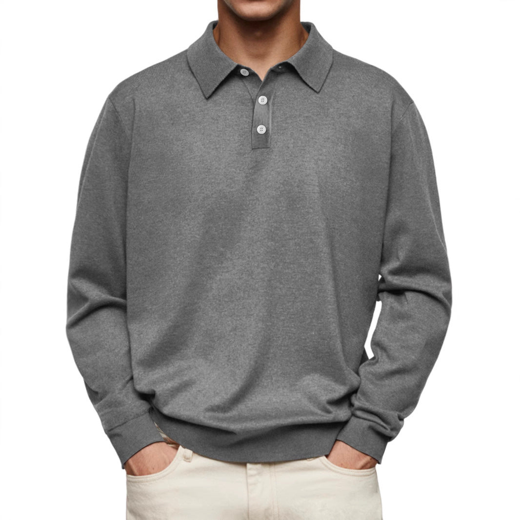 polo homme manches longues col v boutonné