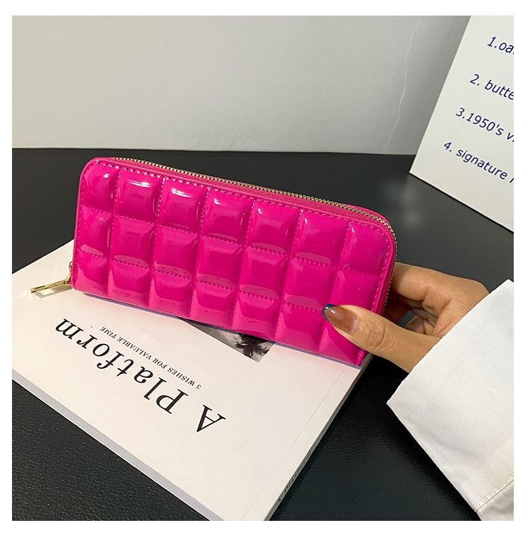 Portefeuille Matelassé en Simili-Cuir Brillant