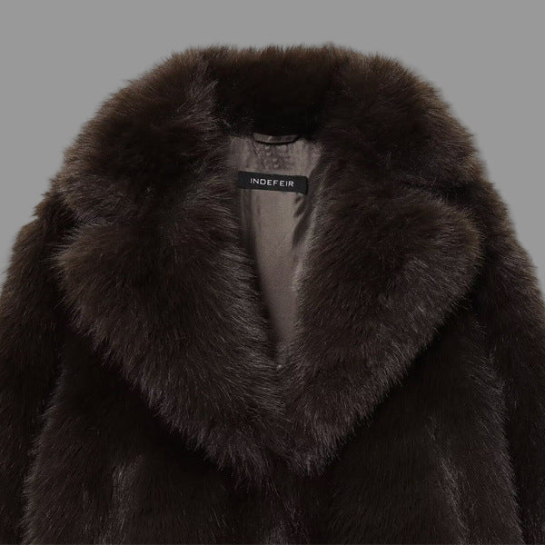 Veste en Fausse Fourrure Chocolat