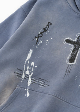 hoodie homme streetwear ample peint main