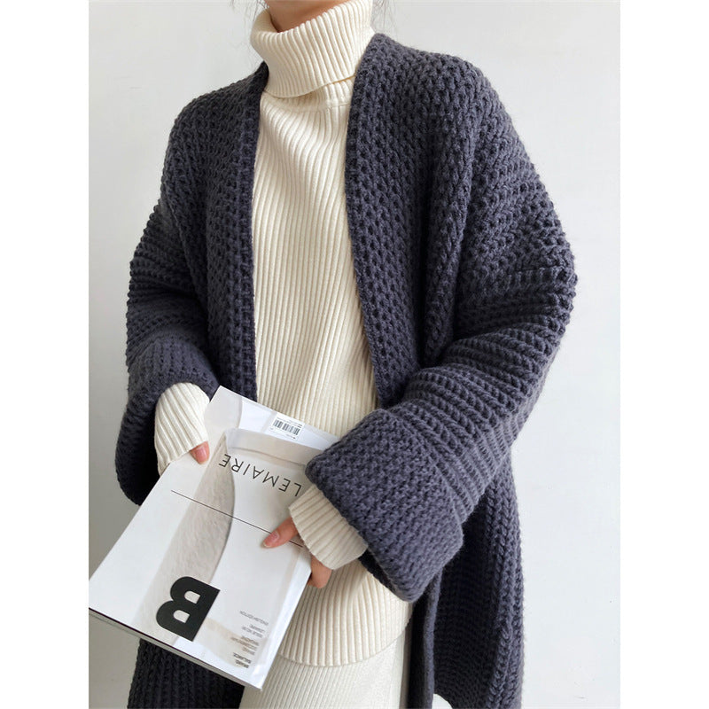 cardigan long en maille épaisse Femme