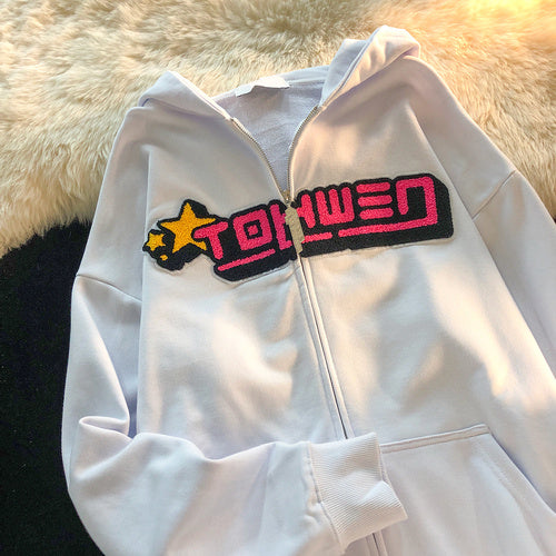 Sweat à Capuche Zippé avec Patch Graphique