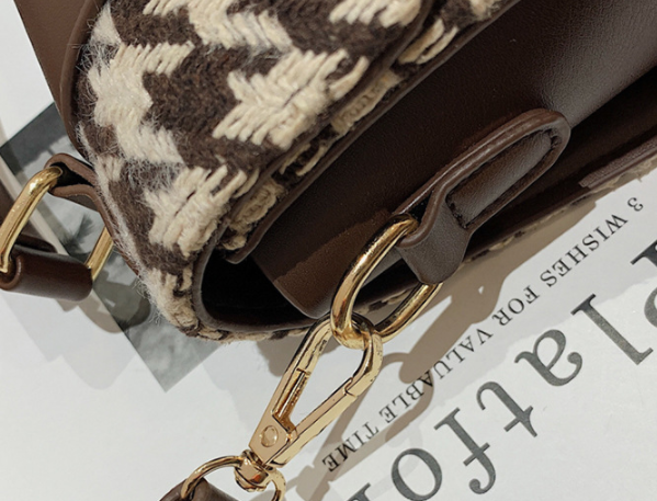 Sac Mini Motif Pied-de-Poule avec Poignée Rigide