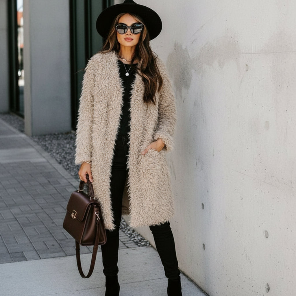 Manteau Doux à Texture Pelucheuse
