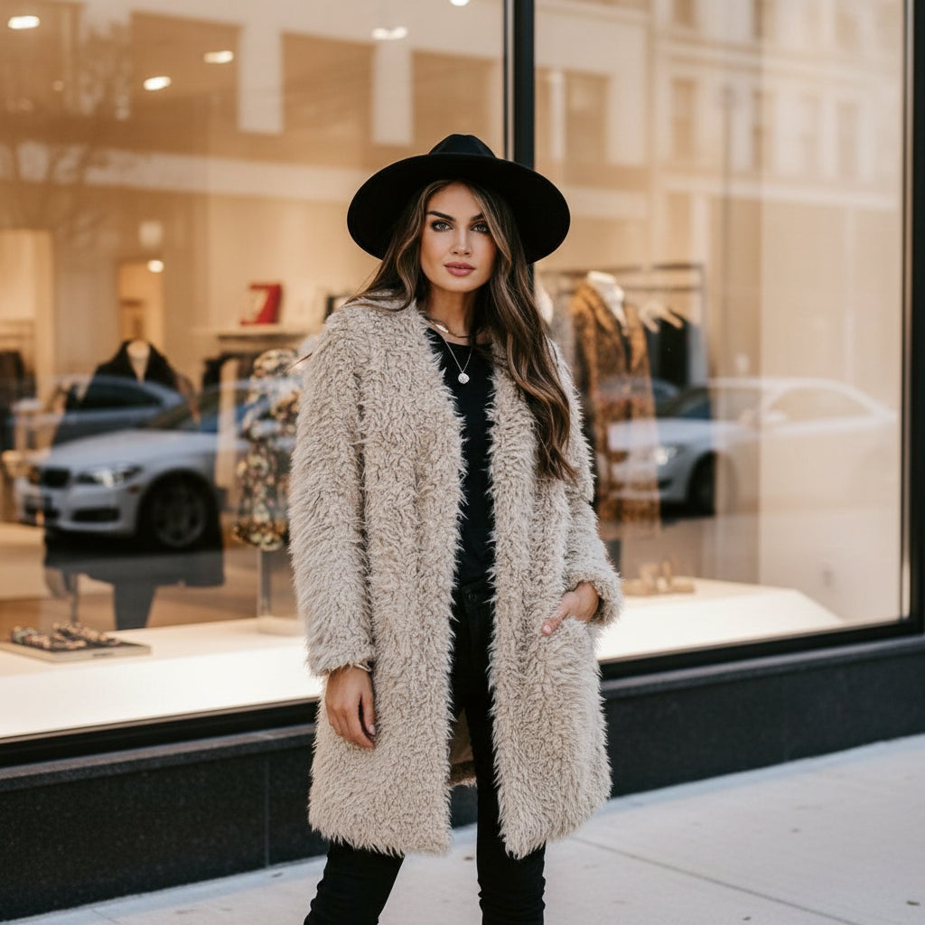 Manteau Doux à Texture Pelucheuse