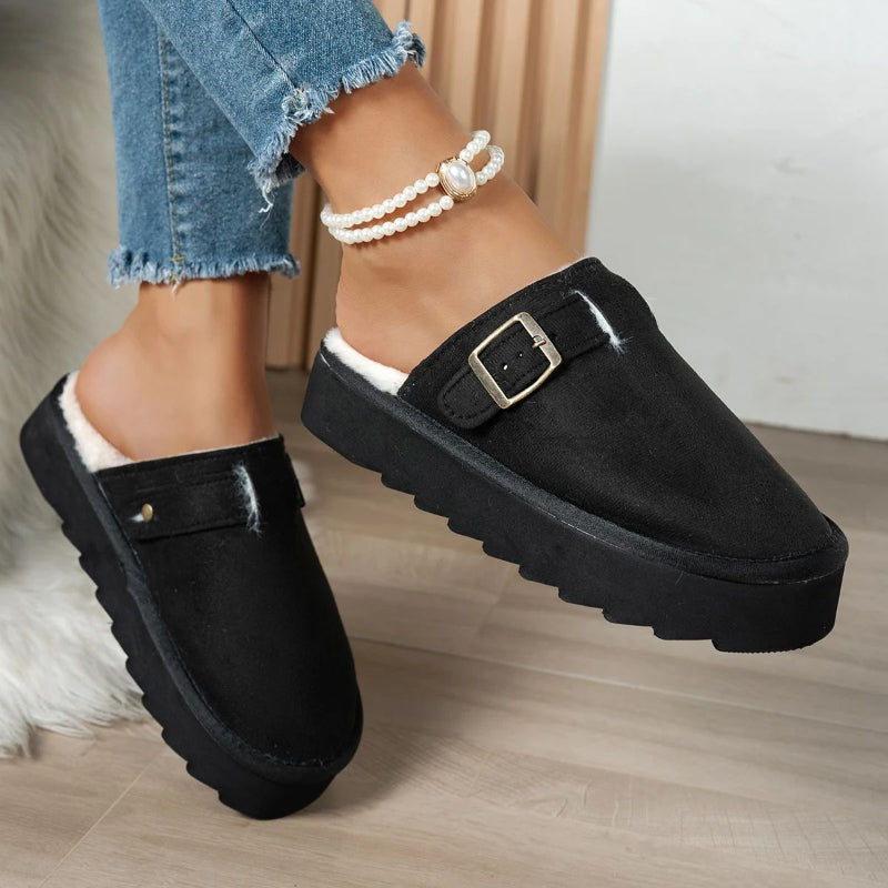 Mules Platesforme avec Boucle Décorative