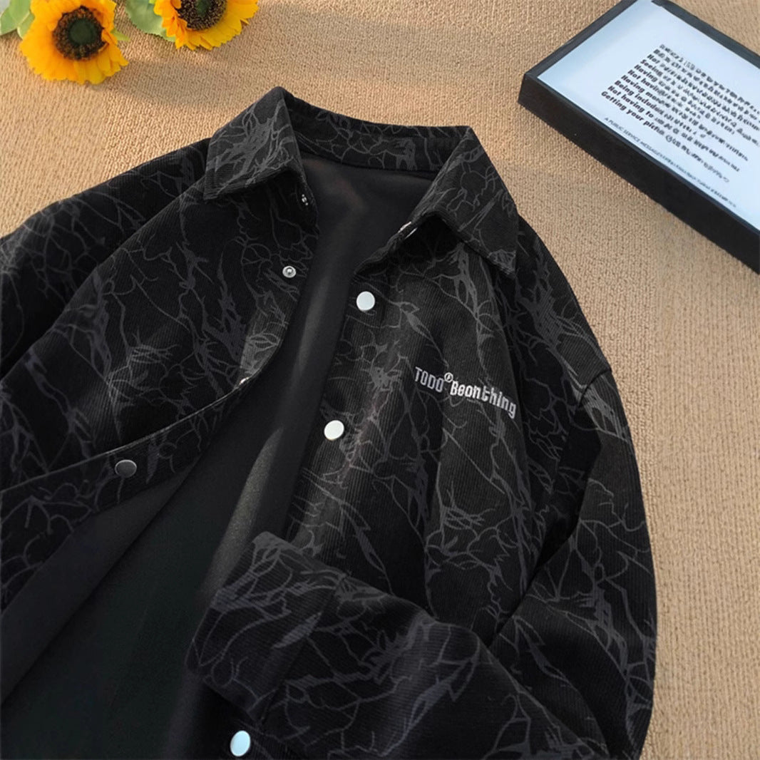 Surchemise Streetwear Velours Motif Marbré