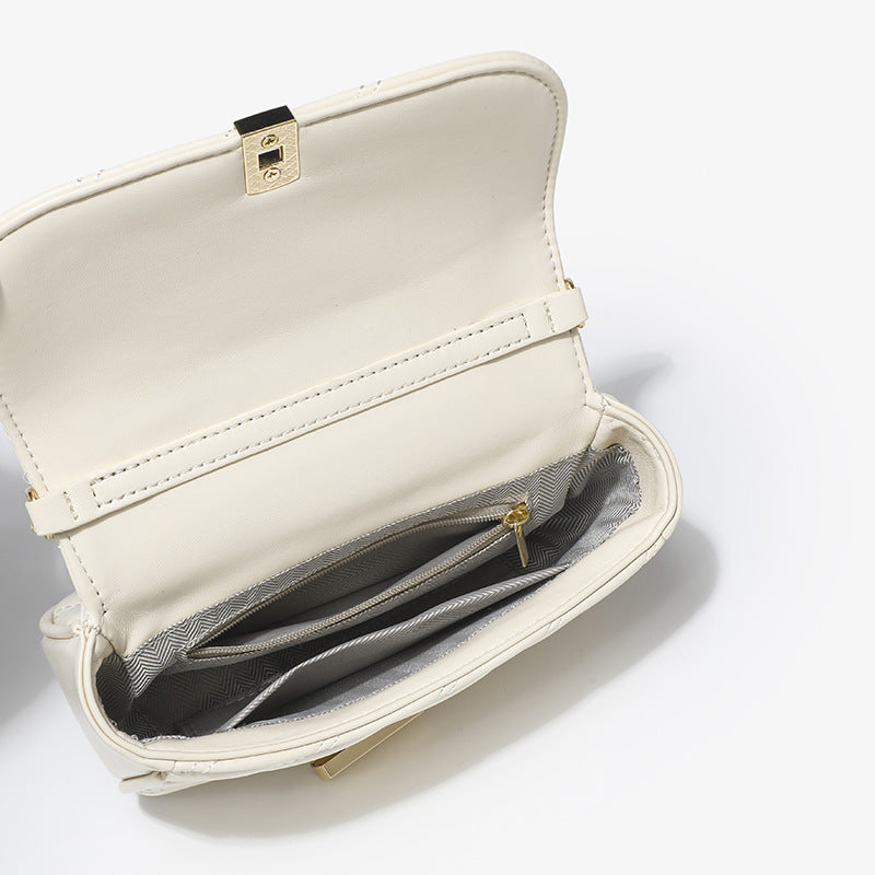 Mini Sac Matelassé Blanc & Chaîne Dorée