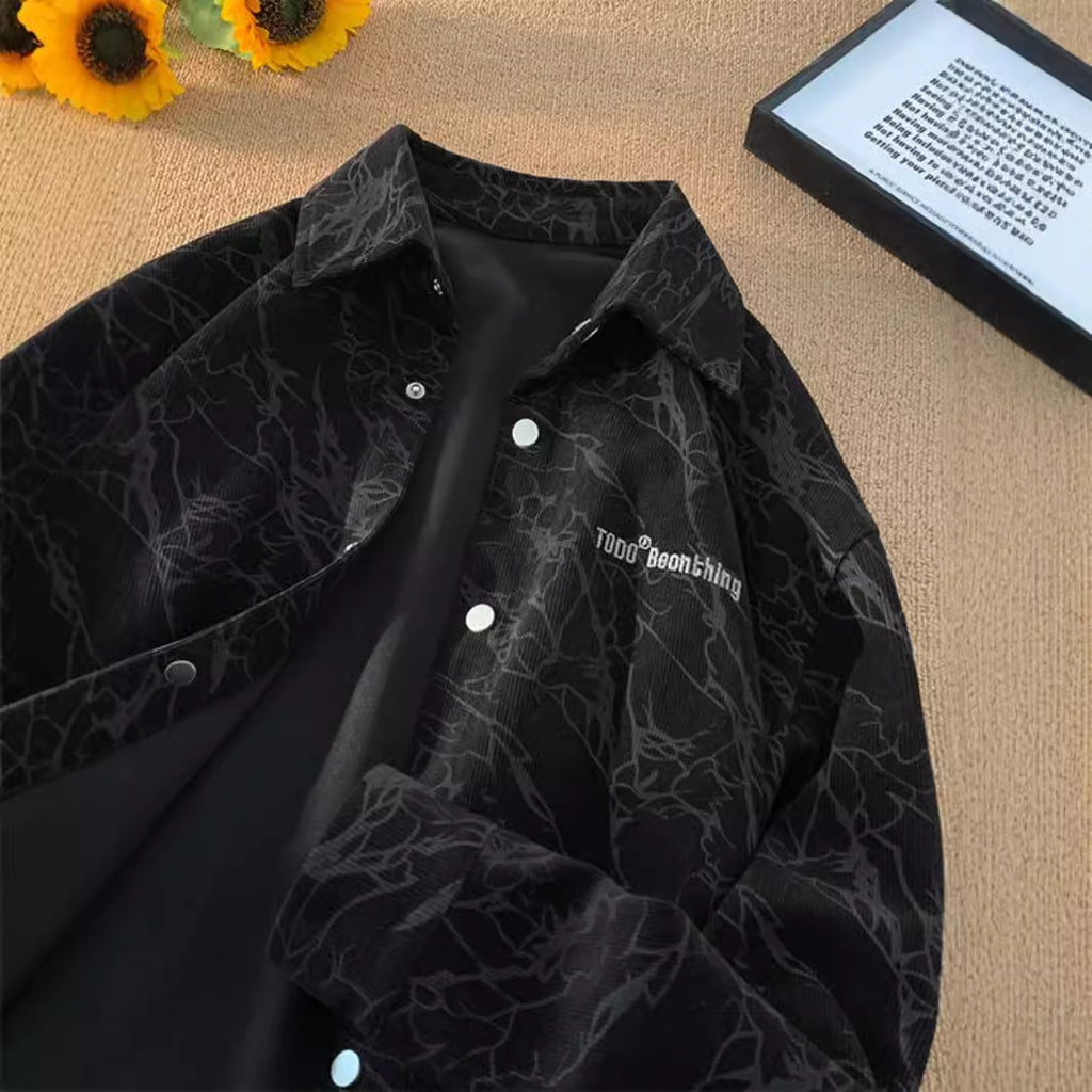 Surchemise Streetwear Velours Motif Marbré