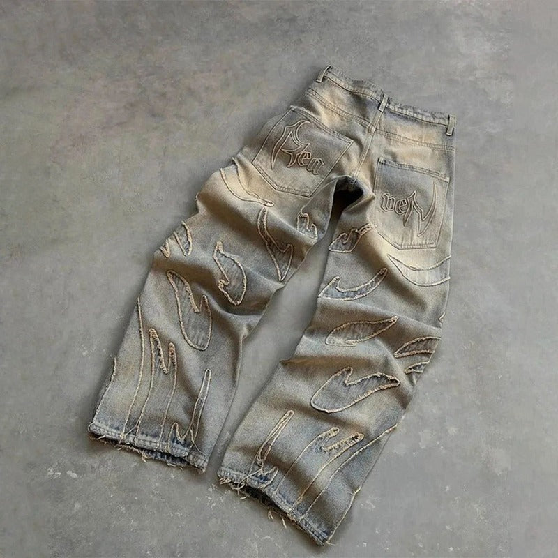 Jean baggy streetwear brodé
