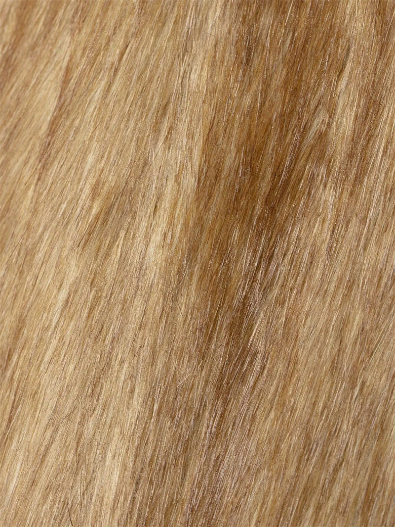 Veste en Fausse Fourrure Doré