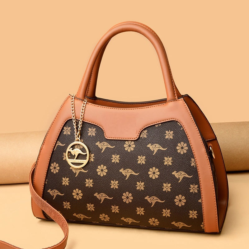 Sac Tote avec Motif Animal & Fleurs + Pendentif Décoratif