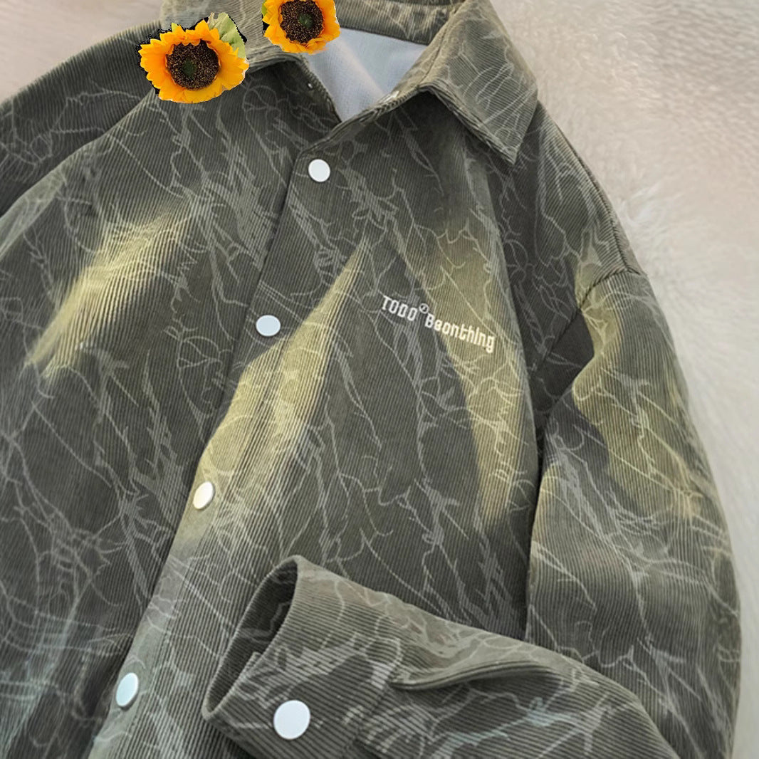 Surchemise Streetwear Velours Motif Marbré