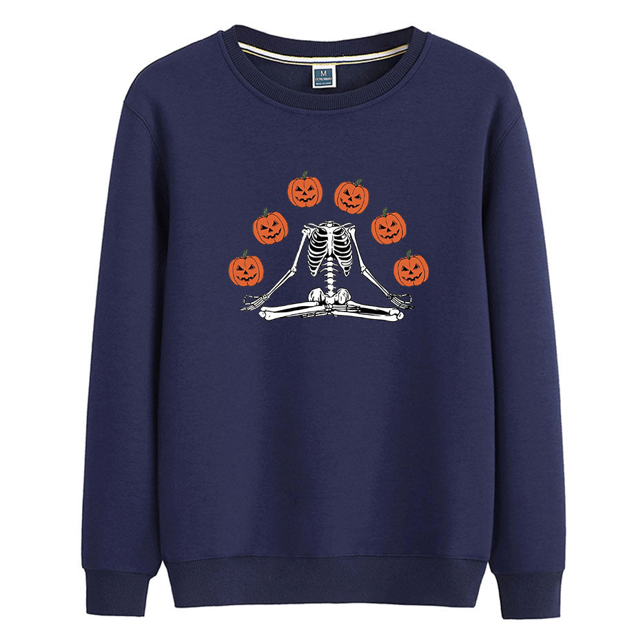 sweat femme col rond motif citrouille halloween