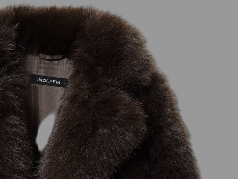 Veste en Fausse Fourrure Chocolat