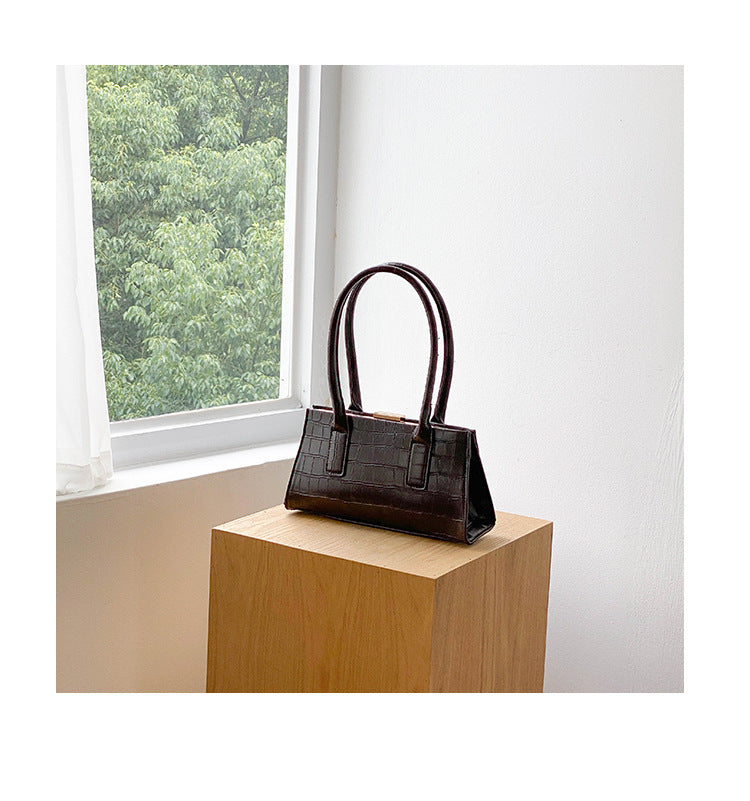 Sac Mini Structuré avec Effet Croco & Poignées Courtes