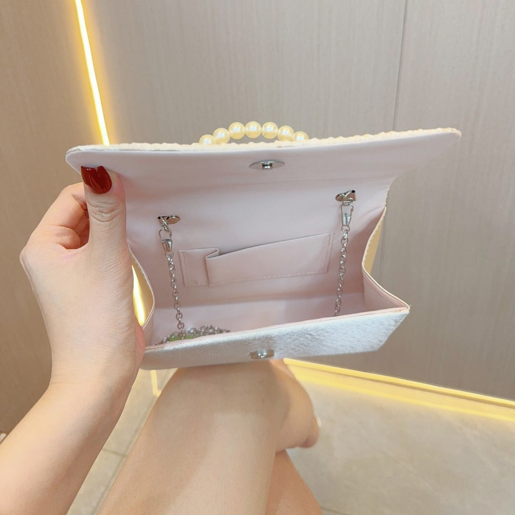 Sac à Main avec Poignée Perles & Effet Plissé