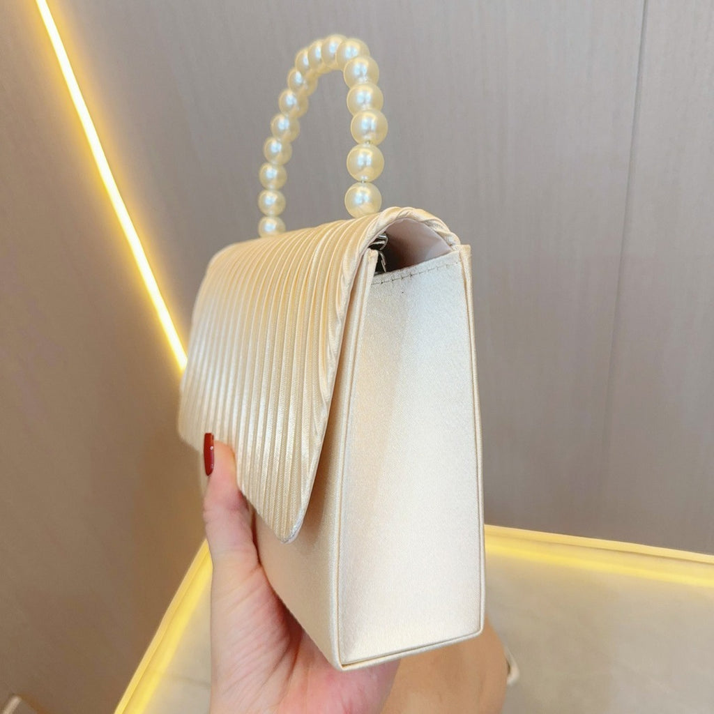 Sac à Main avec Poignée Perles & Effet Plissé