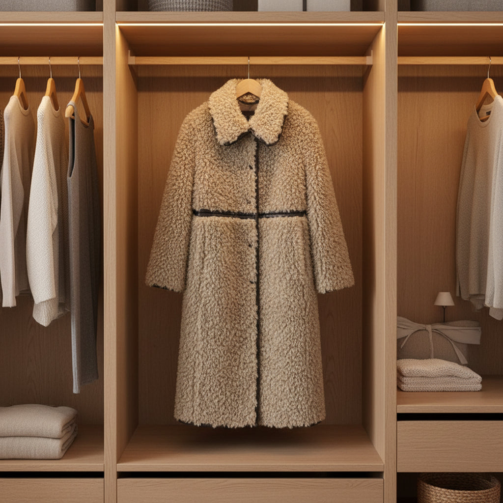 Manteau Long en Fausse Laine Moutonnée