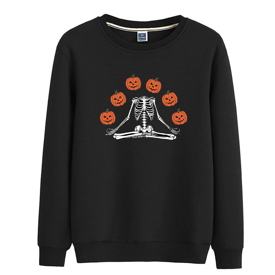sweat femme col rond motif citrouille halloween