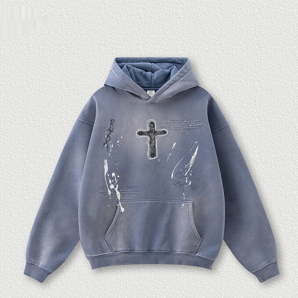 hoodie homme streetwear ample peint main