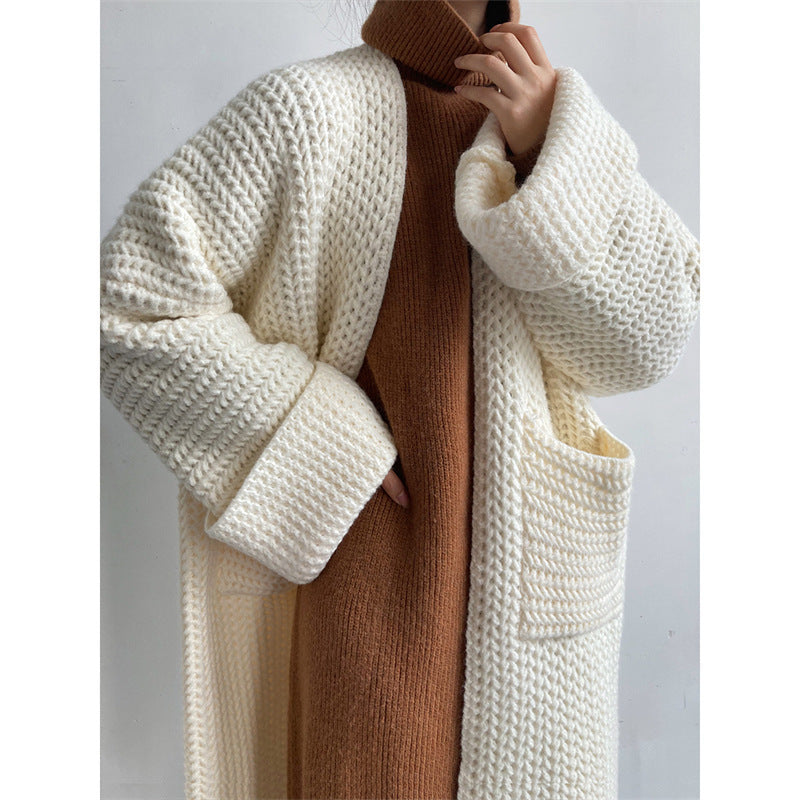cardigan long en maille épaisse Femme