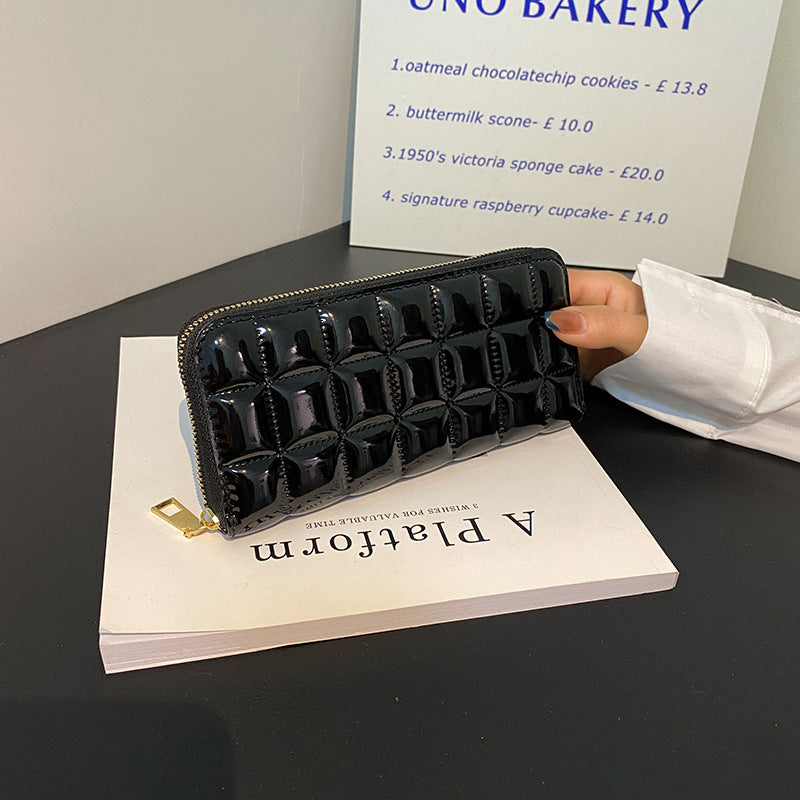 Portefeuille Matelassé en Simili-Cuir Brillant