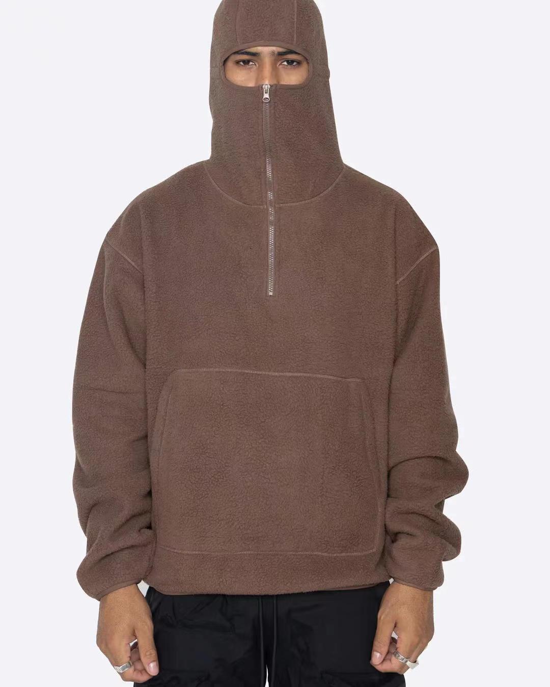 hoodie homme tendance zip brossé