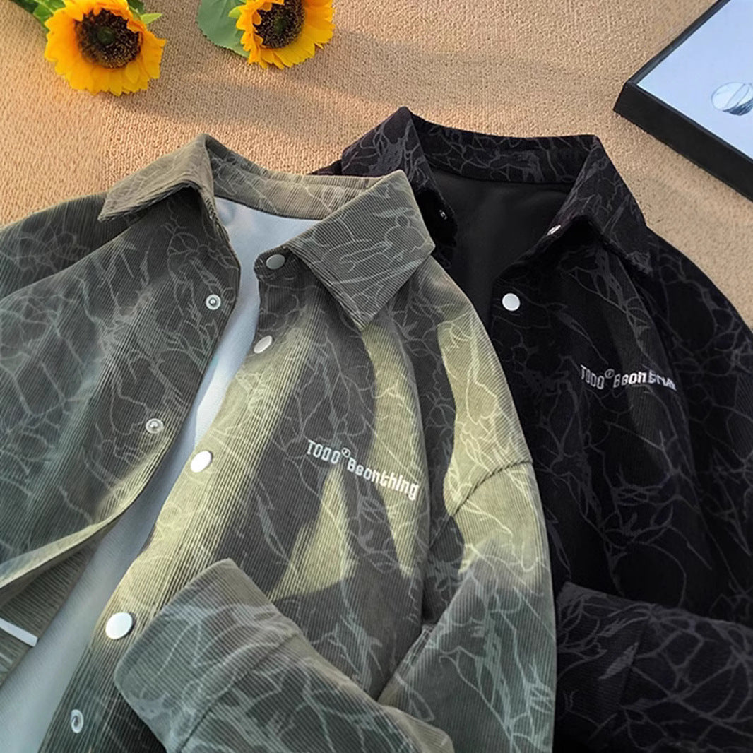 Surchemise Streetwear Velours Motif Marbré