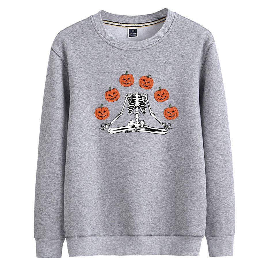 sweat femme col rond motif citrouille halloween